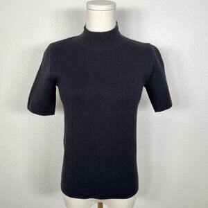 Lili Sidonio Black Short Sleeve Mock Neck - Size XS